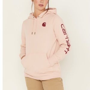 Carharrt light pink logo sleeve  pullover size S